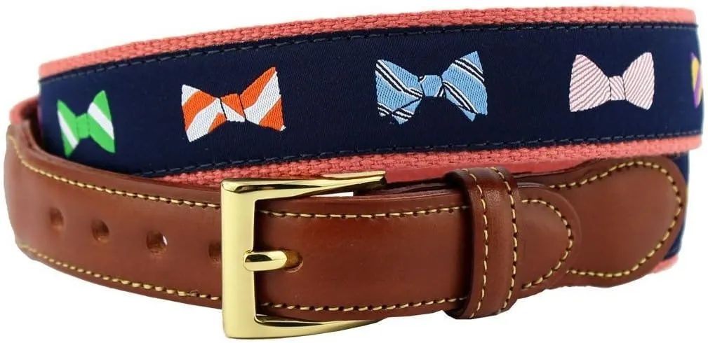 COUNTRY CLUB PREP How Do You Tie Bow Ties Leather Tab Belt in Navy on Nantucket Red Canvas