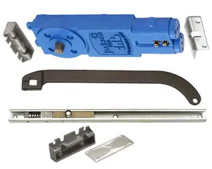 CRL Jackson&reg; Satin Aluminum Adjustable Spring Power Multi Size Overhead Concealed Closer with "S" Offset Slide-Arm Hardware Package