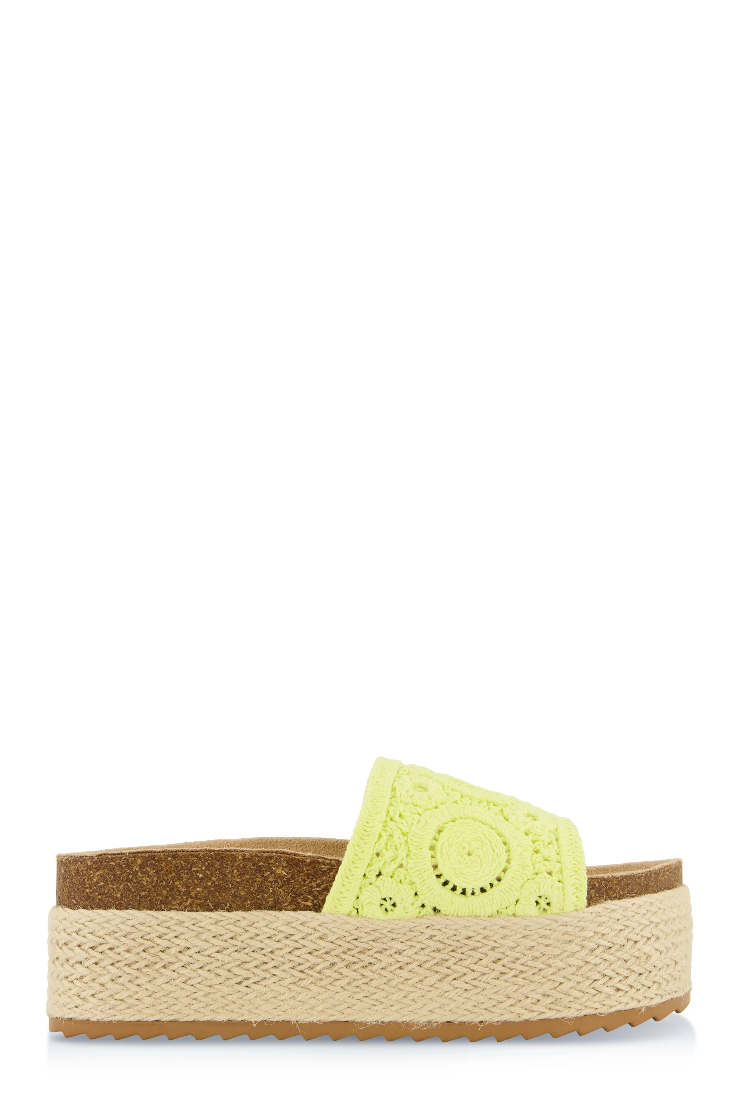 Crochet Band Platform Slide Sandals
