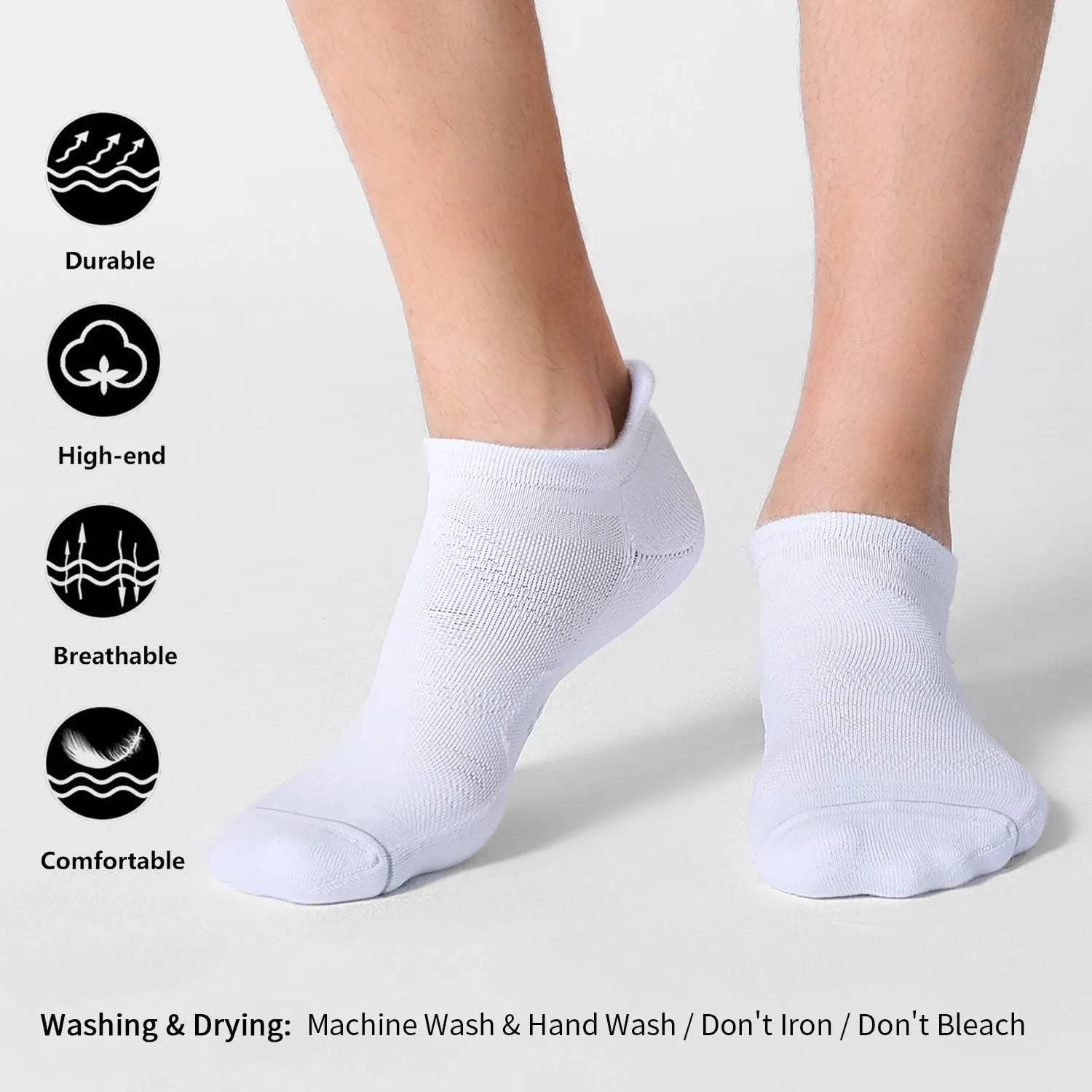 CS CELERSPORT 6 Pack Men's Running Ankle Socks with Cushion, Low Cut Athletic Sport Tab Socks