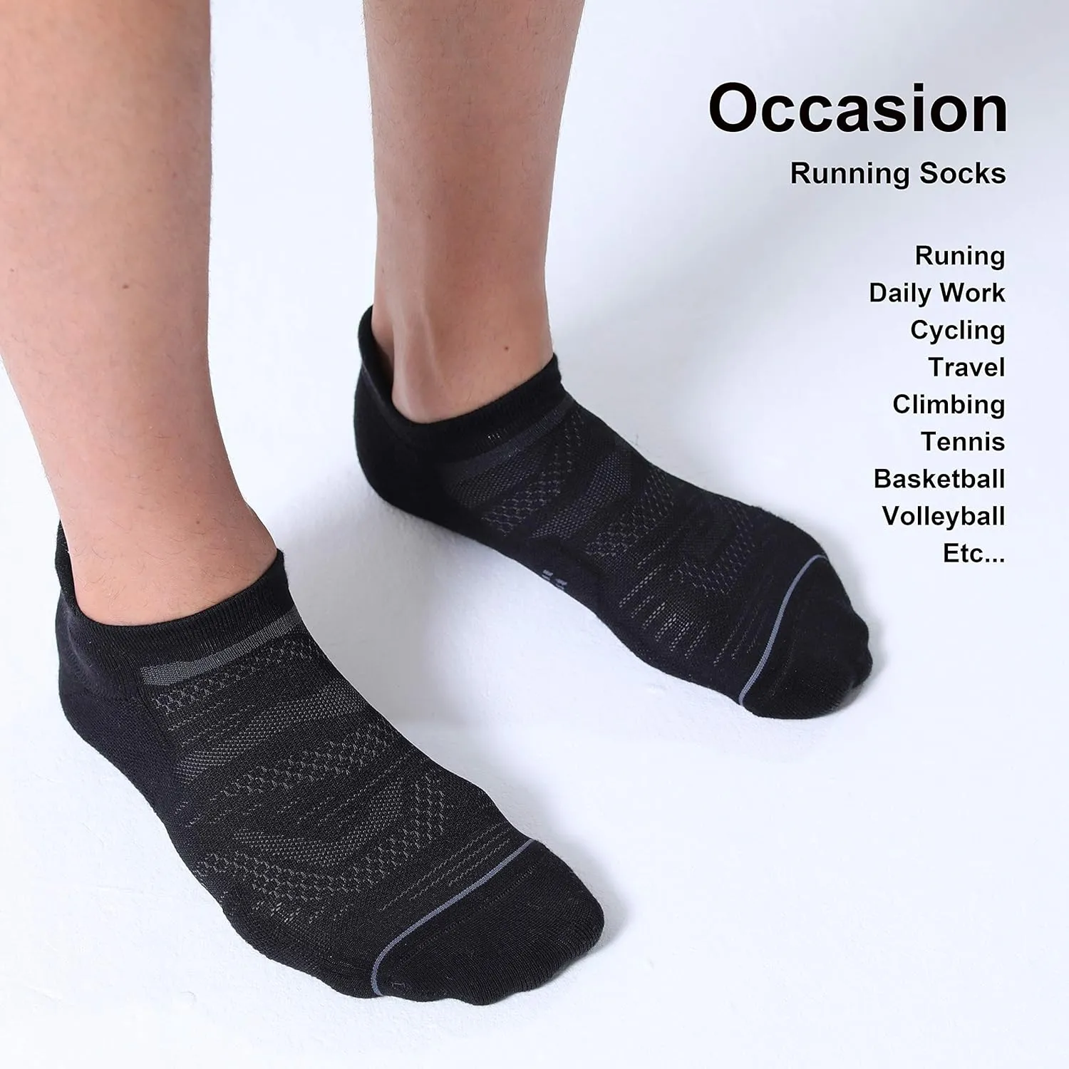 CS CELERSPORT 6 Pack Men's Running Ankle Socks with Cushion, Low Cut Athletic Sport Tab Socks