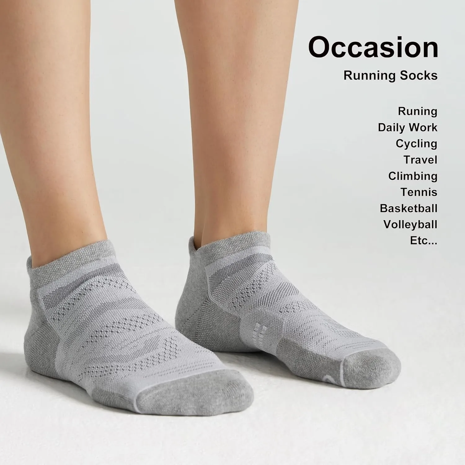 CS CELERSPORT 6 Pack Men's Running Ankle Socks with Cushion, Low Cut Athletic Sport Tab Socks