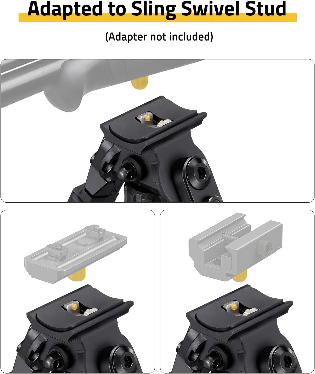 CVLIFE Tactical Rifle Bipod for Rifle Designed to Mount to Sling Swivel Stud, Made of Aluminum and High-Strength Polymer with Adjustable Height and Angle, Solid and Stable for Hunting and Shooting