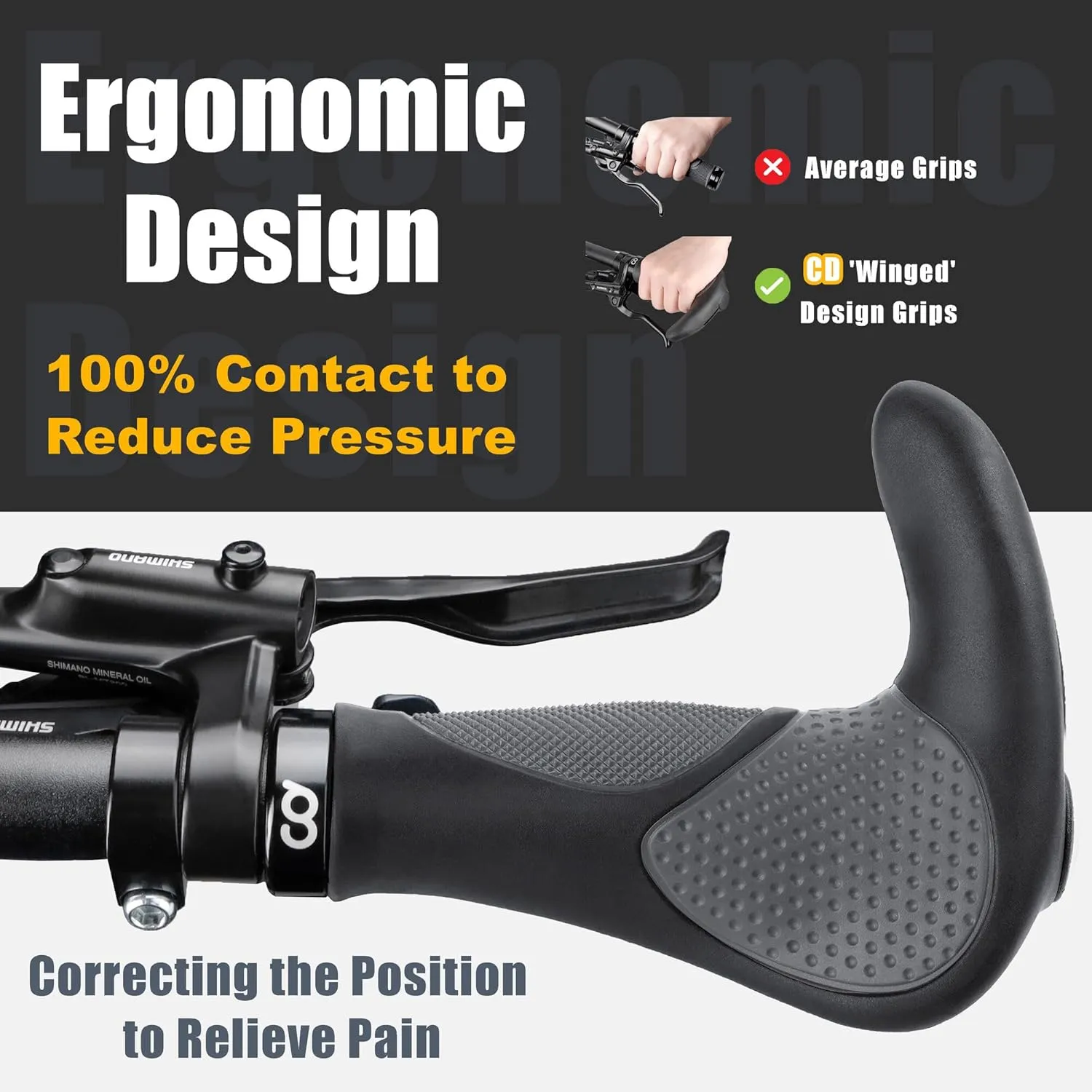 CyclingDeal Mountain Bike Grips Bicycle Handlebar Grips - Ergonomic Bike Grips Anti-Slip Design for MTB Grips - Soft Gel Bike Handlebar Grips - Quality Bike Handle Grips
