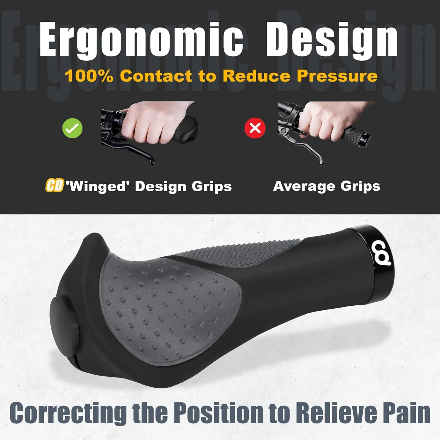 CyclingDeal Mountain Bike Grips Bicycle Handlebar Grips - Ergonomic Bike Grips Anti-Slip Design for MTB Grips - Soft Gel Bike Handlebar Grips - Quality Bike Handle Grips