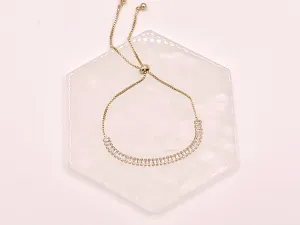 Dainty Baguette Cut CZ Pave Rhinestone Box Chain Dainty Slide Adjustable Bracelets 4 pcs