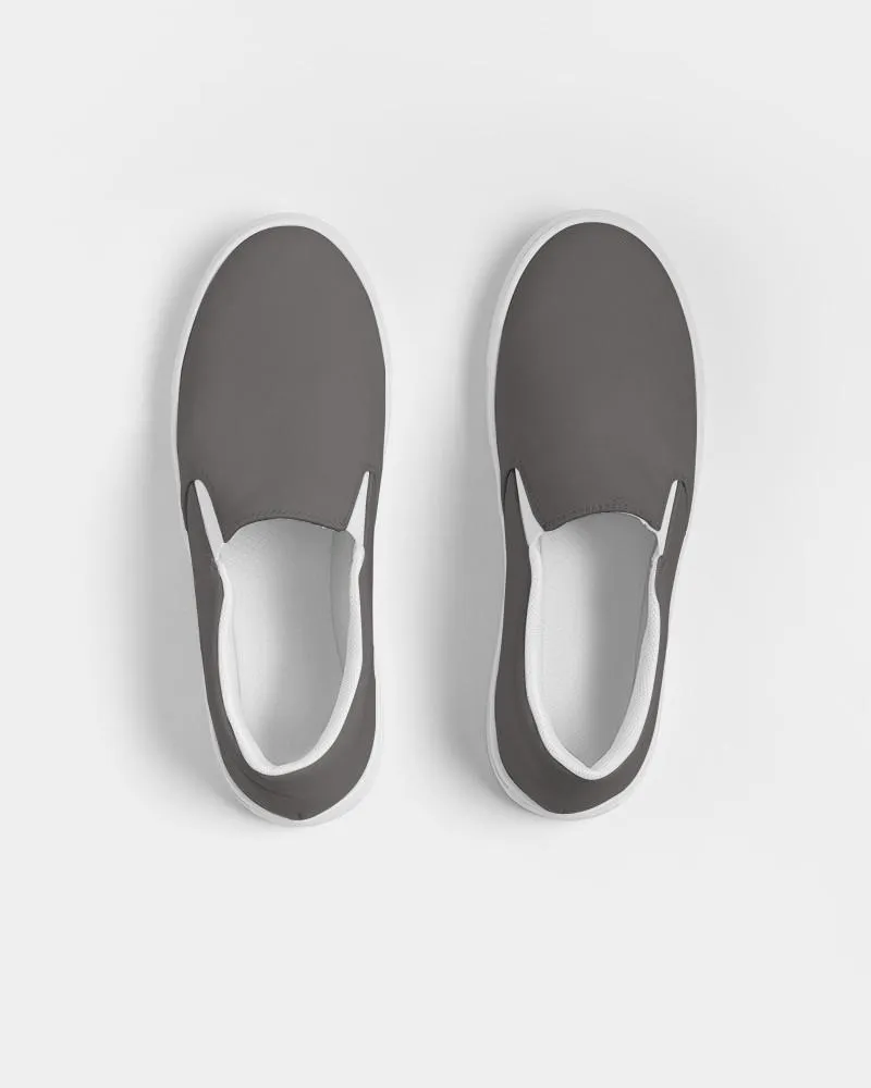 Dark Brown Slip-On Canvas Sneakers | Women's | Dark Pale Brown | C30M30Y30K60