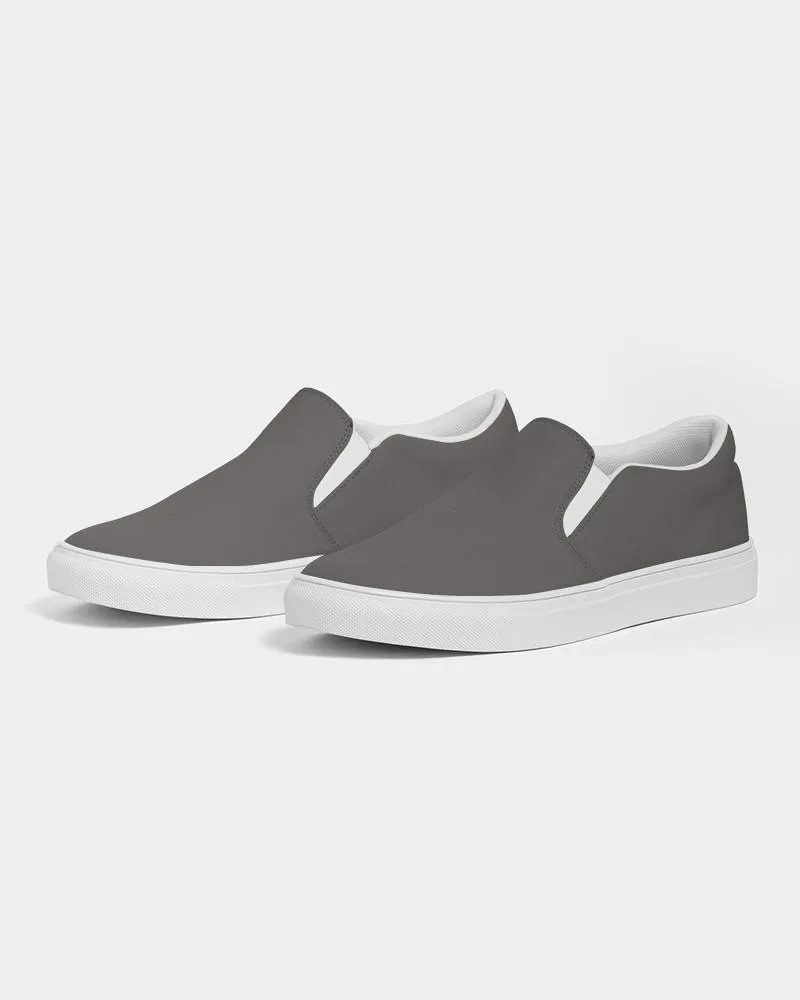 Dark Brown Slip-On Canvas Sneakers | Women's | Dark Pale Brown | C30M30Y30K60