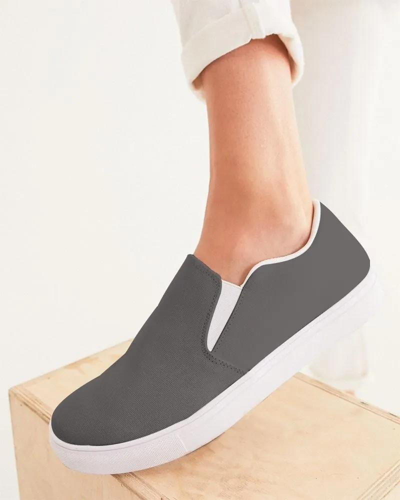 Dark Brown Slip-On Canvas Sneakers | Women's | Dark Pale Brown | C30M30Y30K60