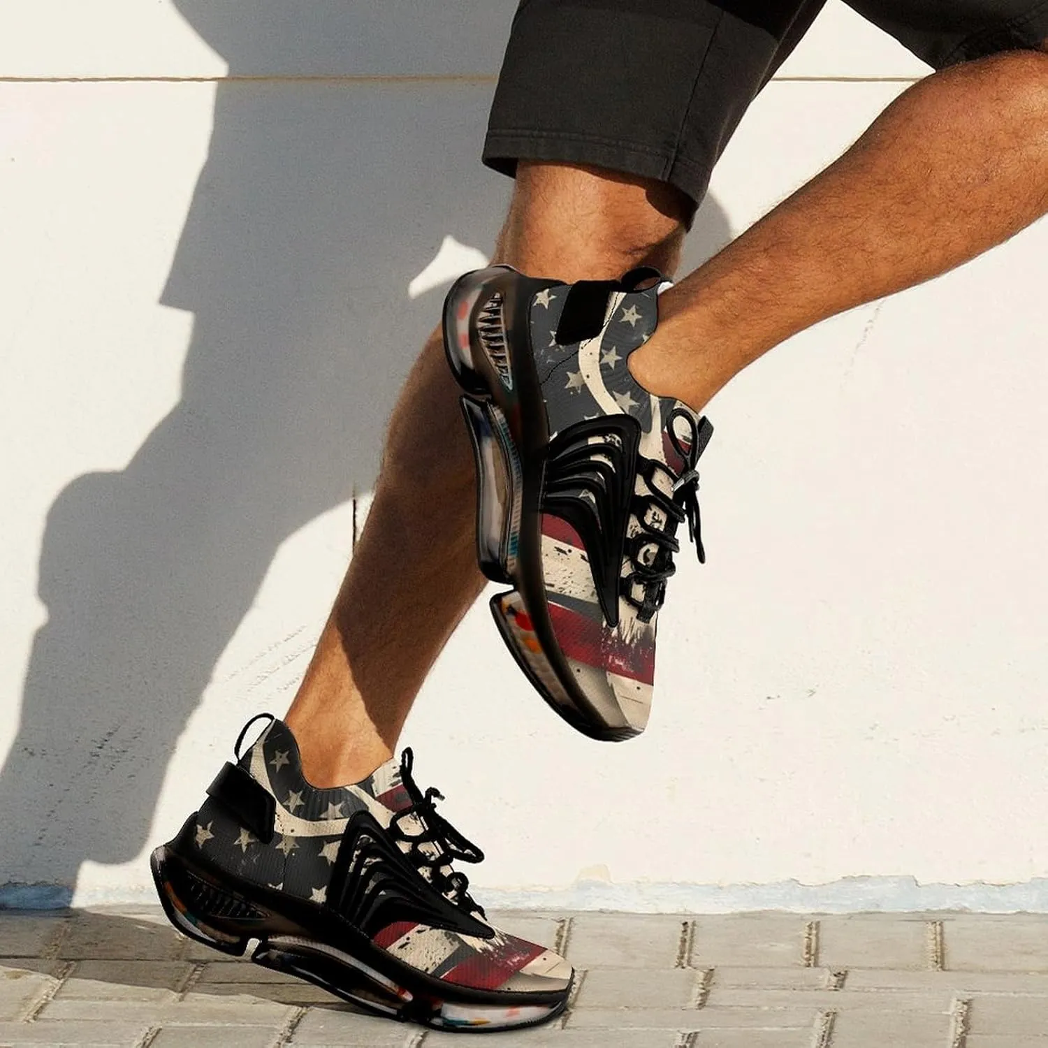 Deer Hunting American Camouflage U.S. Flag Men's Tennis Shoes Fashion Athletic Sneakers for Sport Walking Running Workout