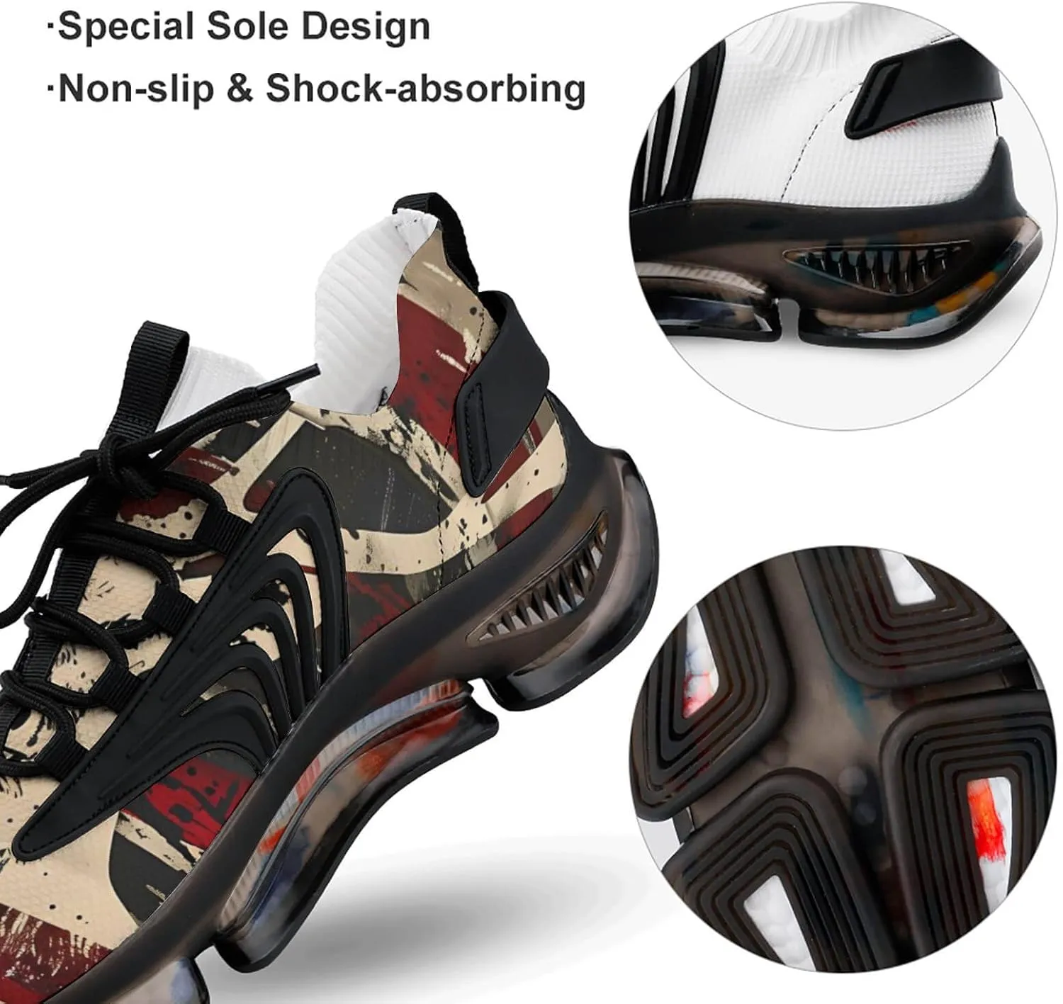Deer Hunting American Camouflage U.S. Flag Men's Tennis Shoes Fashion Athletic Sneakers for Sport Walking Running Workout