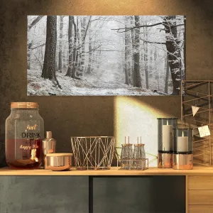 Designart Forest Trail on Winter Morning Artwork Canvas, 32x16, White