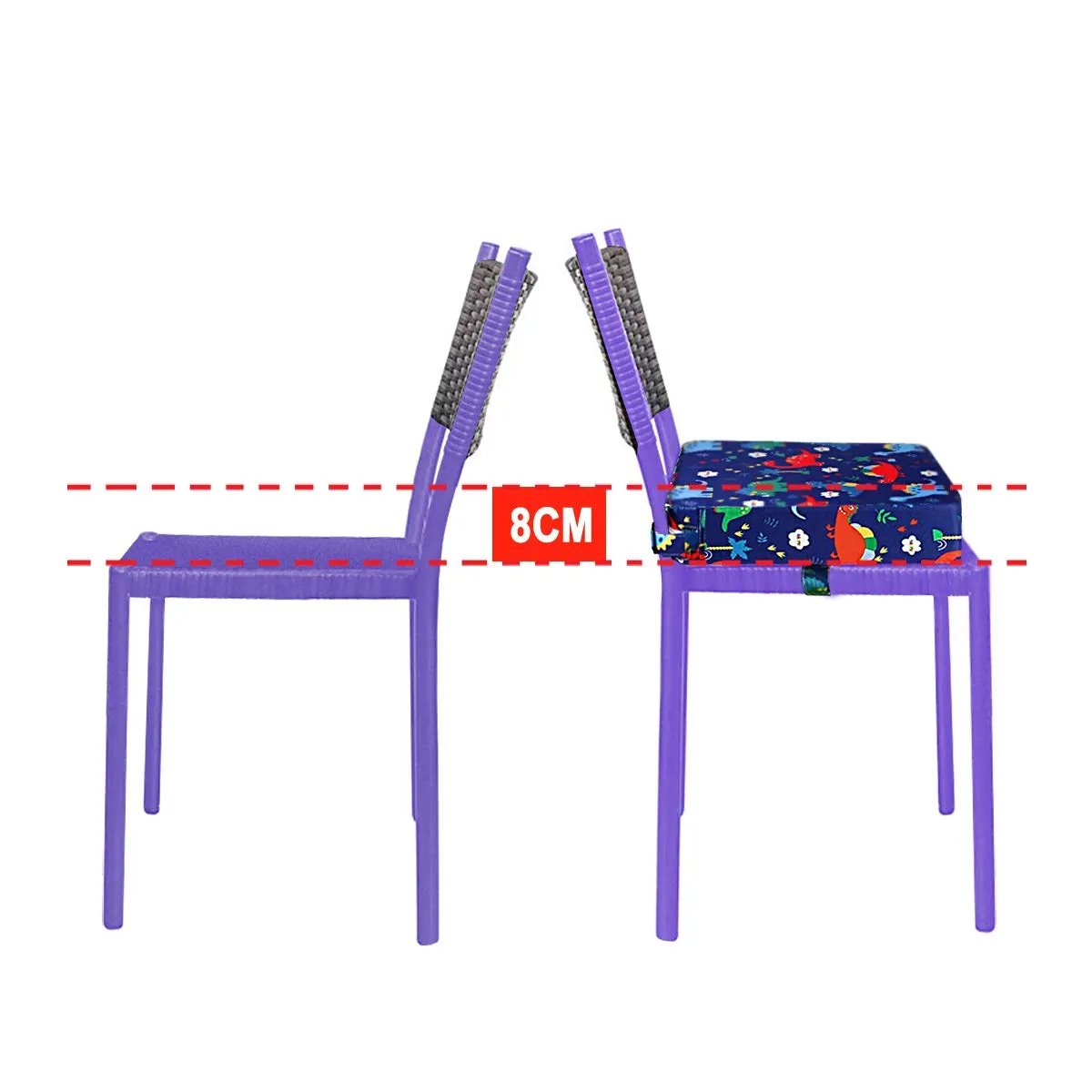Dining Chair Heightening Cushion Portable Dismountable Adjustable Highchair Booster for Baby Toddler Kids Infant Washable Thick Chair Seat Pad Mat (Dark Blue)