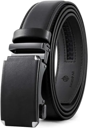 DOOPAI Belt Men, Ratchet Belt Dress Adjustable 1 3/8" Genuine Leather Designer Belt, Size Length Can be Cut, with Gift Box