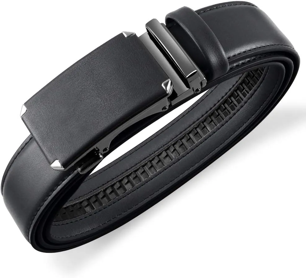 DOOPAI Belt Men, Ratchet Belt Dress Adjustable 1 3/8" Genuine Leather Designer Belt, Size Length Can be Cut, with Gift Box