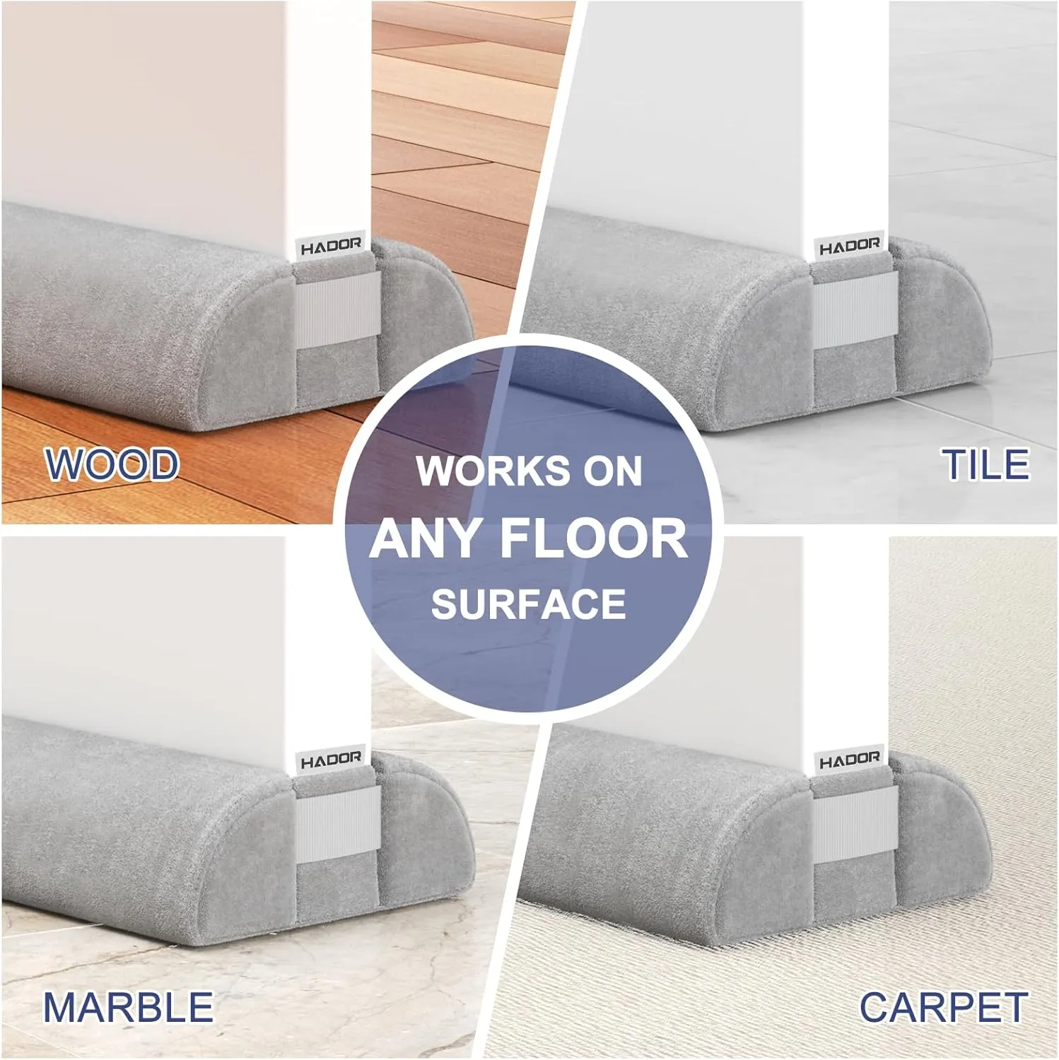 Door Draft Stopper for Bottom of Door, 36 Inch Under Draft Air Noise Light Blocker 30"- 36" Double Side Triangle Soundproof Sweep Filler Seal Gap up to 1.7" for Patio Sliding Door Guard, Grey