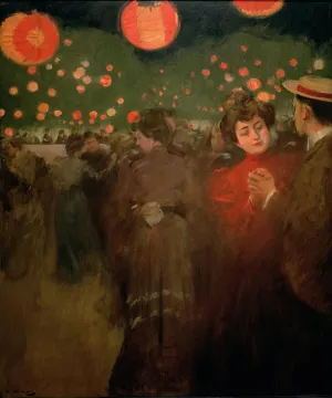 DTVWHQOHR Oil Painting Prints on Canvas Wall Art Pictures the Open Air Party by Ramon Casas I Carbo Artwork Poster for Office Decor 60x90cm