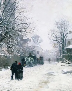 DTVWHQOHR Vintage Paintings Wall Art Print Picture View of a Street on the Outskirts of Winter by Anders Anderson-lundby Prints on Canvas for Office Decor 60x90cm