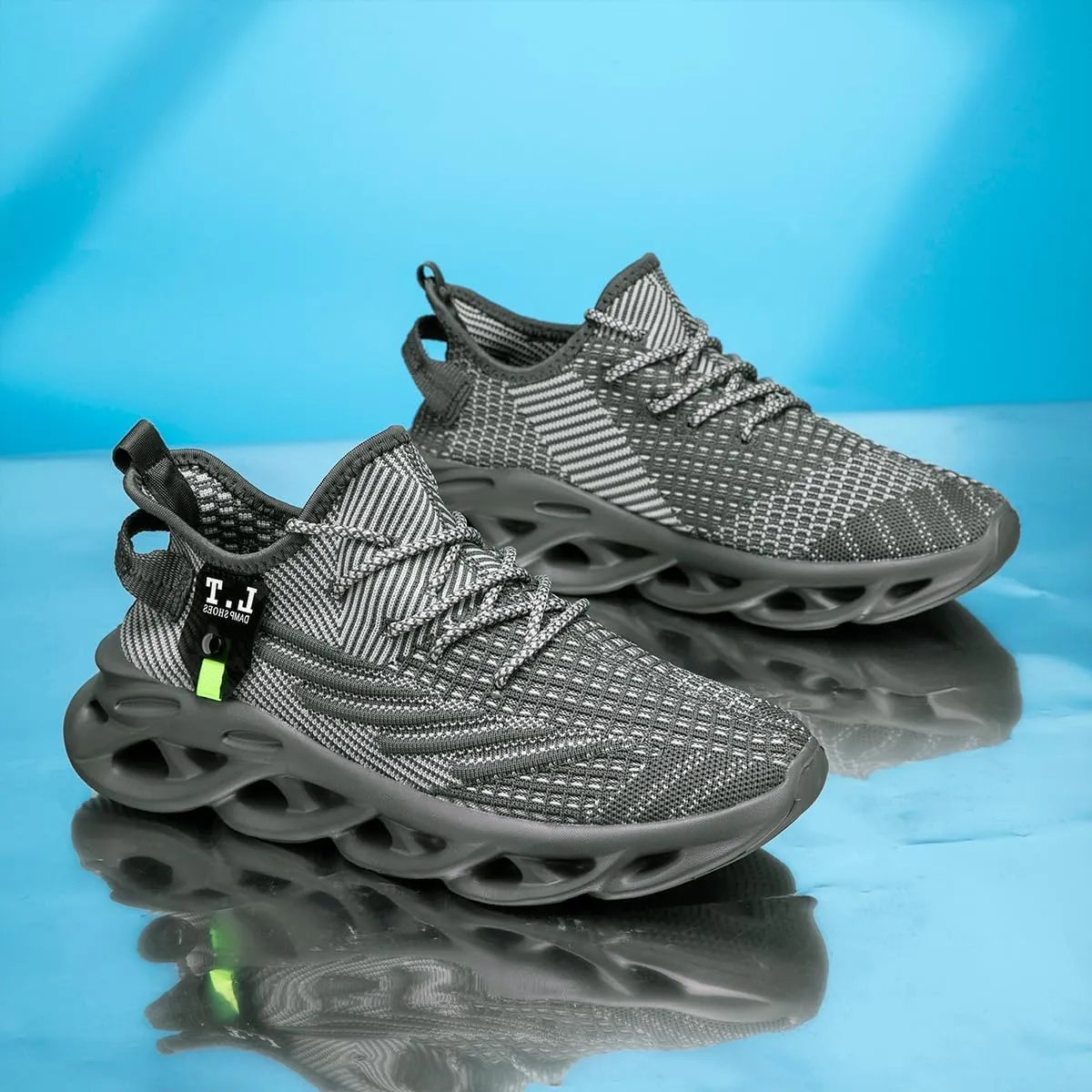 EGMPDA Men Shoes Running Slip On Tennis Walking Shoes Lightweight Breathable Sneakers for Gym Work Casual Soft Sole Trainers Non Slip Athletic Footwear Light_Green Size US 6.5