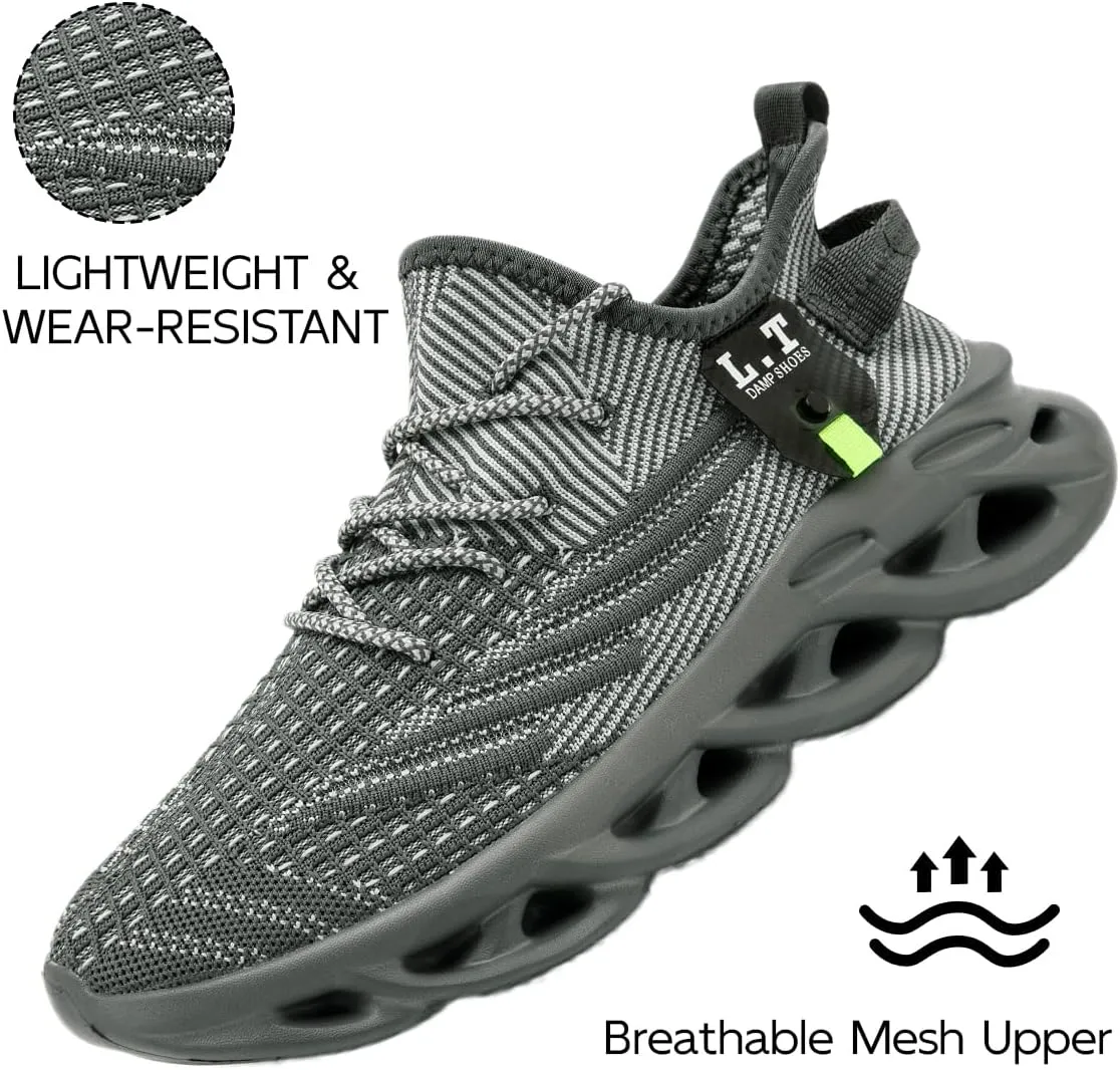 EGMPDA Men Shoes Running Slip On Tennis Walking Shoes Lightweight Breathable Sneakers for Gym Work Casual Soft Sole Trainers Non Slip Athletic Footwear Light_Green Size US 6.5