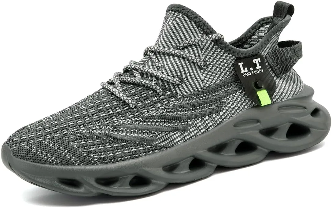 EGMPDA Men Shoes Running Slip On Tennis Walking Shoes Lightweight Breathable Sneakers for Gym Work Casual Soft Sole Trainers Non Slip Athletic Footwear Light_Green Size US 6.5