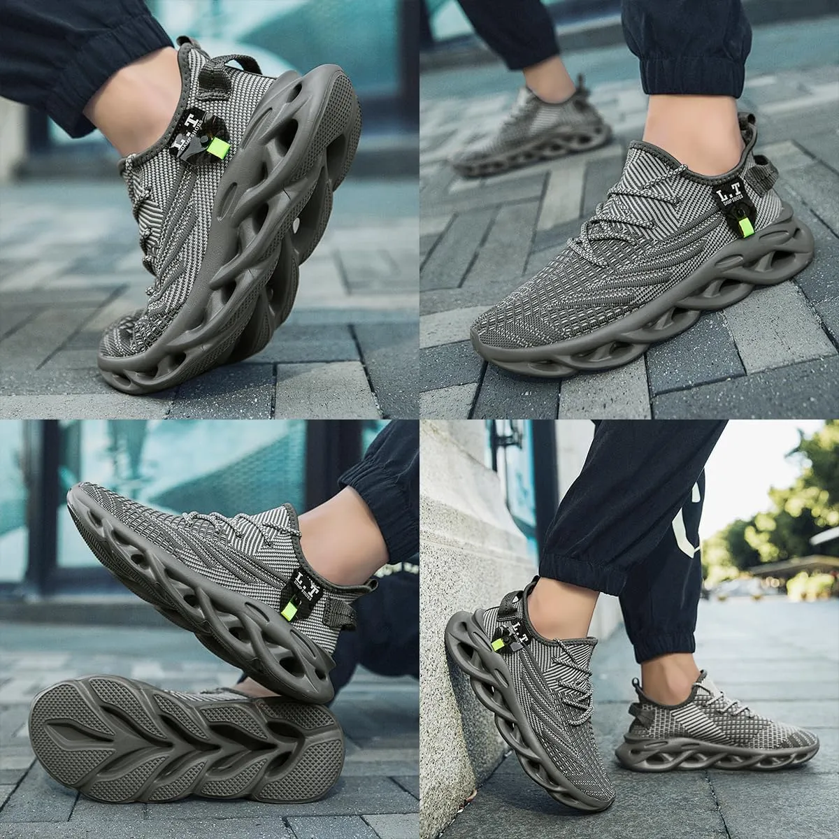 EGMPDA Men Shoes Running Slip On Tennis Walking Shoes Lightweight Breathable Sneakers for Gym Work Casual Soft Sole Trainers Non Slip Athletic Footwear Light_Green Size US 6.5