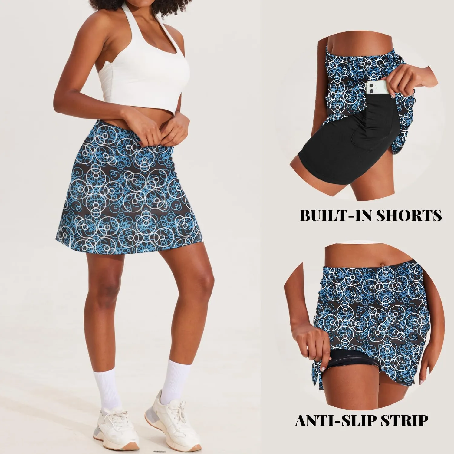 Ekouaer Women's Athletic Skorts Lightweight Golf Skirts Inner Shorts Pocket Tennis Workout Sports Pickleball Skort