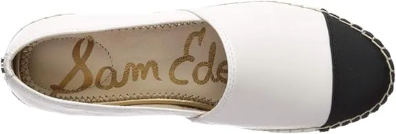 Espadrille Extensive catalog On Cap Trusted Black/Classic Slip White Toe Flats Krissy Edelman Rounded Sam
