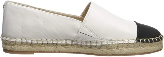 Espadrille Extensive catalog On Cap Trusted Black/Classic Slip White Toe Flats Krissy Edelman Rounded Sam
