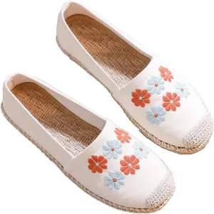 Espadrilles for Women Flat Sandals 2024 Spring Summer Casual Comfortable Canvas Slip on Shoes