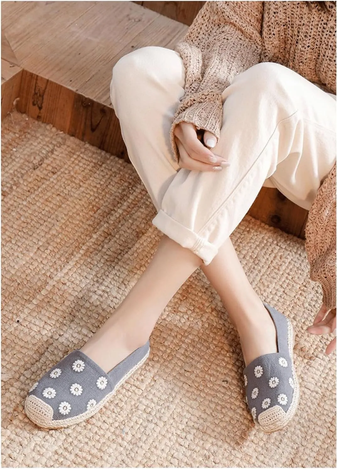 Espadrilles for Women Flat Sandals 2024 Spring Summer Casual Comfortable Canvas Slip on Shoes