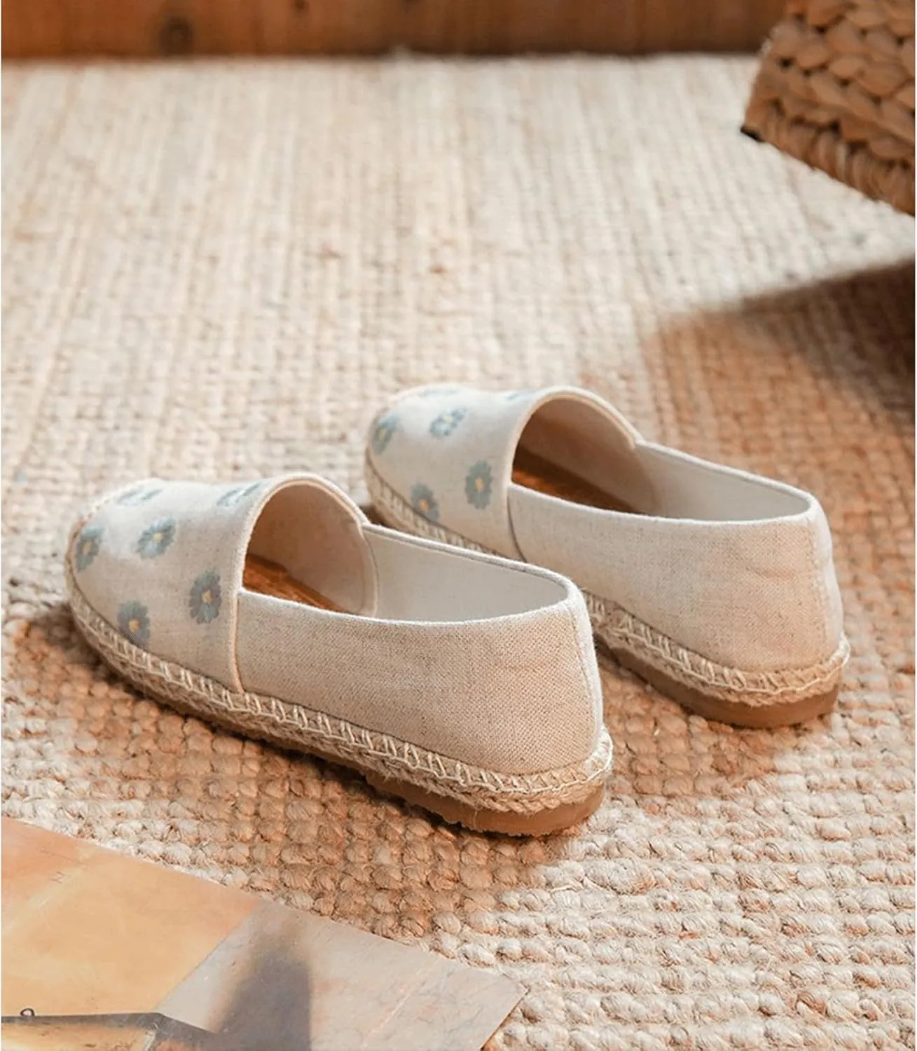 Espadrilles for Women Flat Sandals 2024 Spring Summer Casual Comfortable Canvas Slip on Shoes