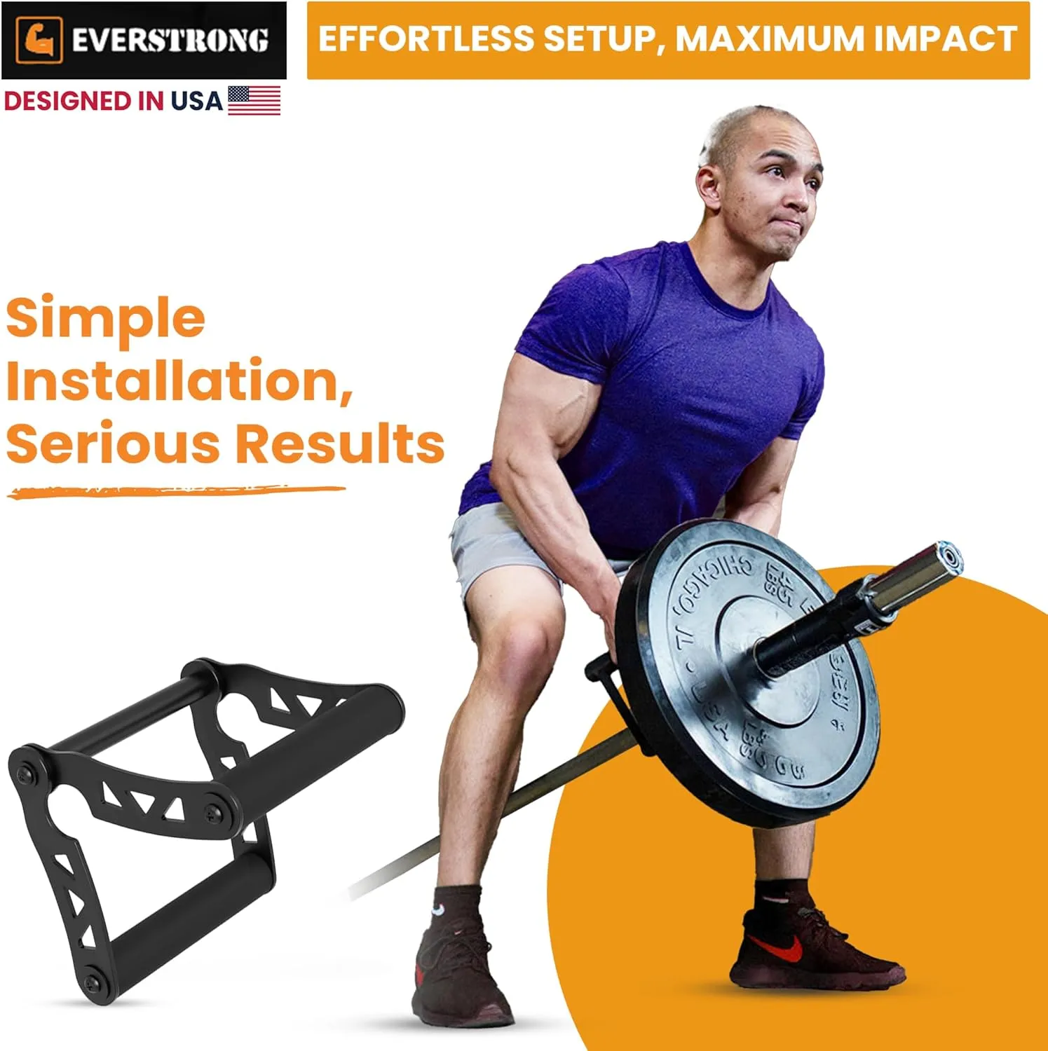 EVERSTRONG T Bar Row Attachment with V Bar Attachment Landmine Handle - 360 Swivel Landmine Attachment for Barbell for Full-Body Workout in Home Gym - Small Spaces - Deadlifts Squats Landmine Stand