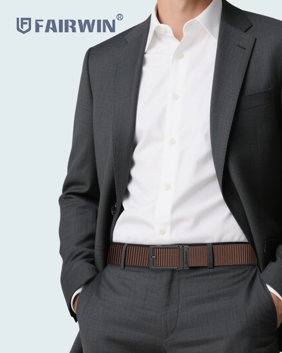 FAIRWIN Men's Ratchet Belt - Nylon Web Work Belt with Automatic Buckle, Adjustable for Jeans, Pants, Golf, and Everyday Use