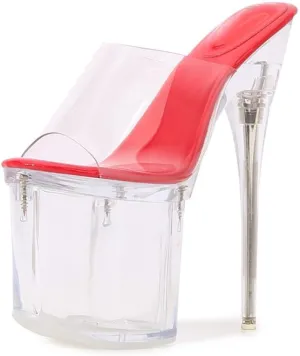 F&A LOVING Women's Clear Platform Slide Chunky Heel Pump Sandals