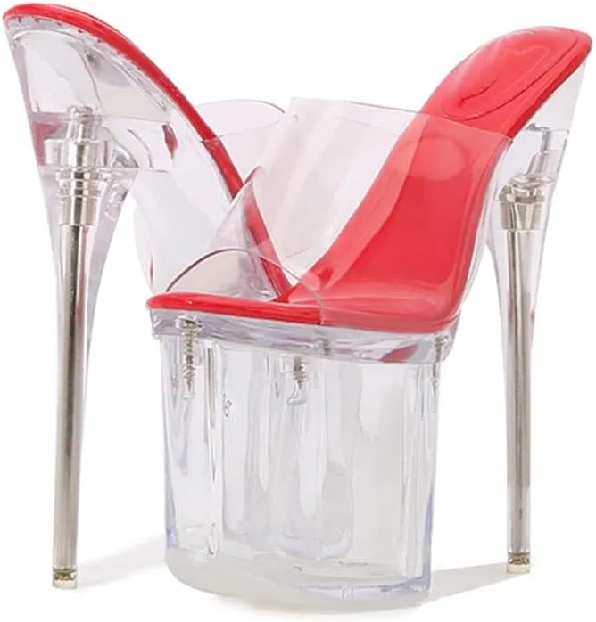 F&A LOVING Women's Clear Platform Slide Chunky Heel Pump Sandals