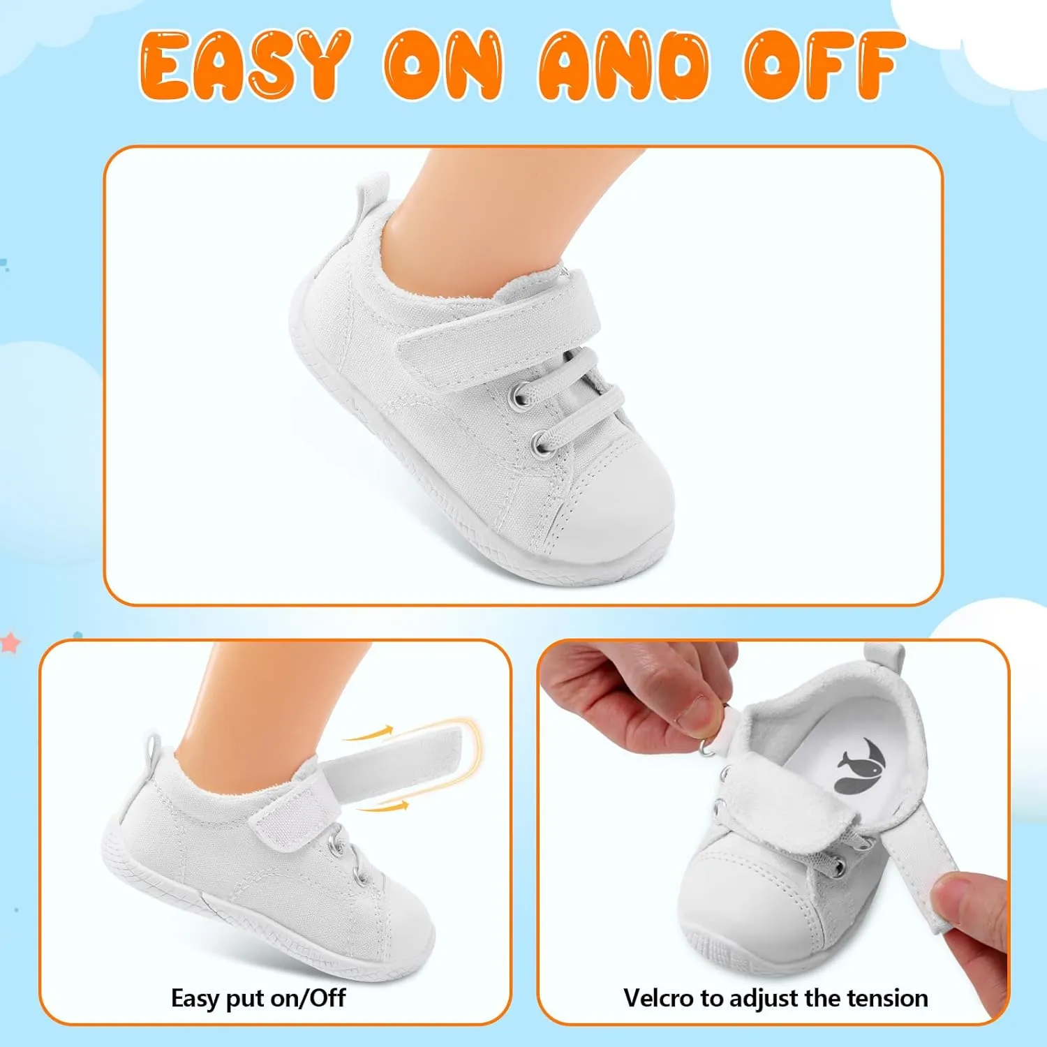 FEETCITY Baby Canvas Shoes Boys Girls Baby First Walking Shoes Infant Crib Shoes Slip On Sneakers