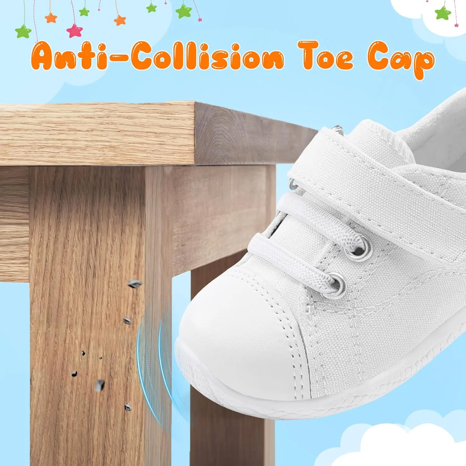 FEETCITY Baby Canvas Shoes Boys Girls Baby First Walking Shoes Infant Crib Shoes Slip On Sneakers