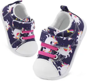 FEETCITY Baby Canvas Shoes Boys Girls Baby First Walking Shoes Infant Crib Shoes Slip On Sneakers