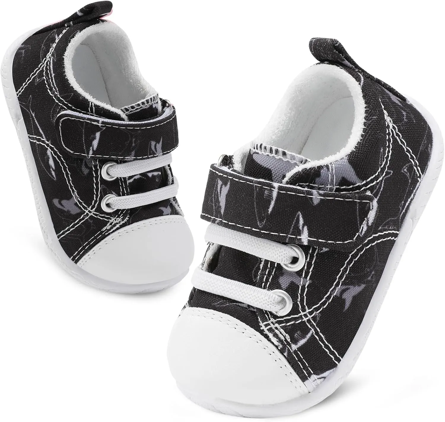 FEETCITY Baby Canvas Shoes Boys Girls Baby First Walking Shoes Infant Crib Shoes Slip On Sneakers