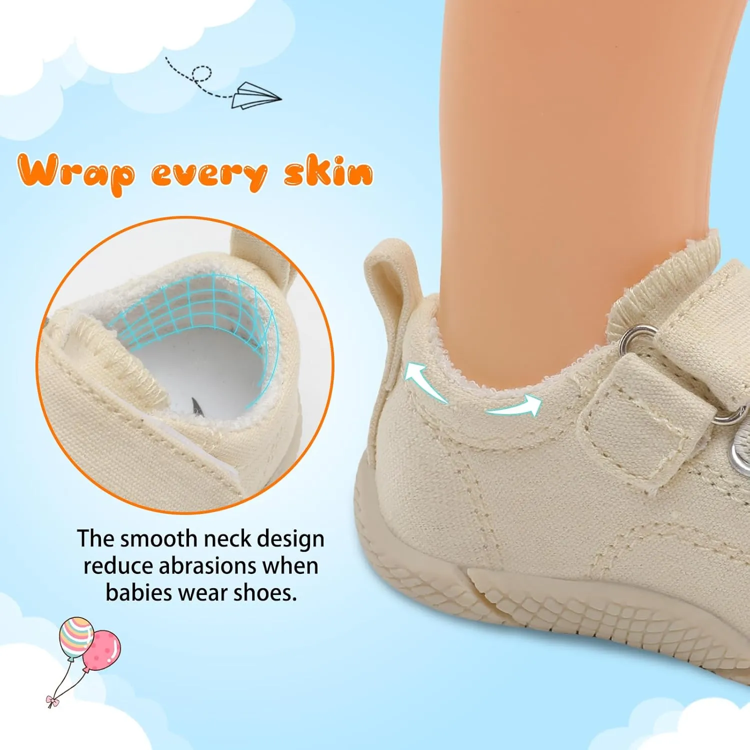 FEETCITY Baby Canvas Shoes Boys Girls Baby First Walking Shoes Infant Crib Shoes Slip On Sneakers