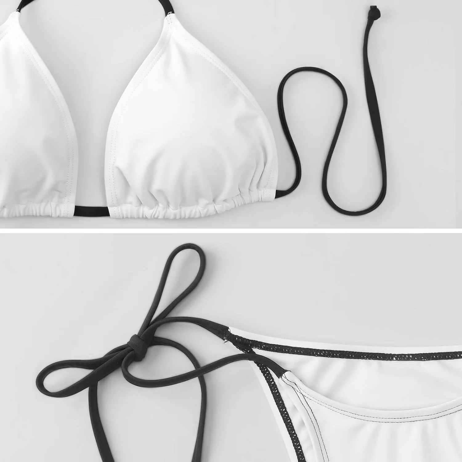 Flag Women's Halter Bikini Set V-Neck Two-Piece Bathing Suit Cute Side Tie Swimwear
