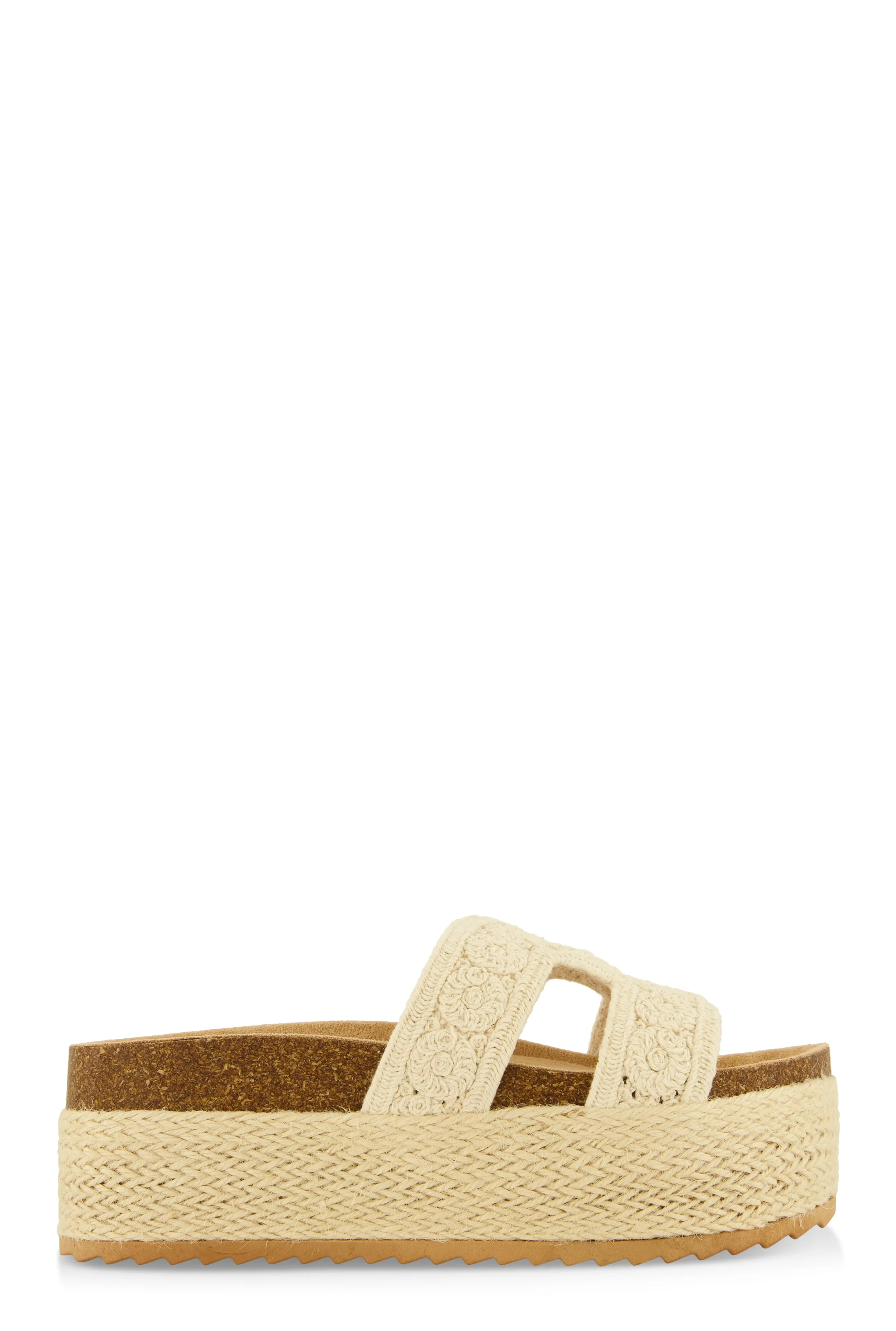 Floral Crochet H Band Platform Footbed Sandals