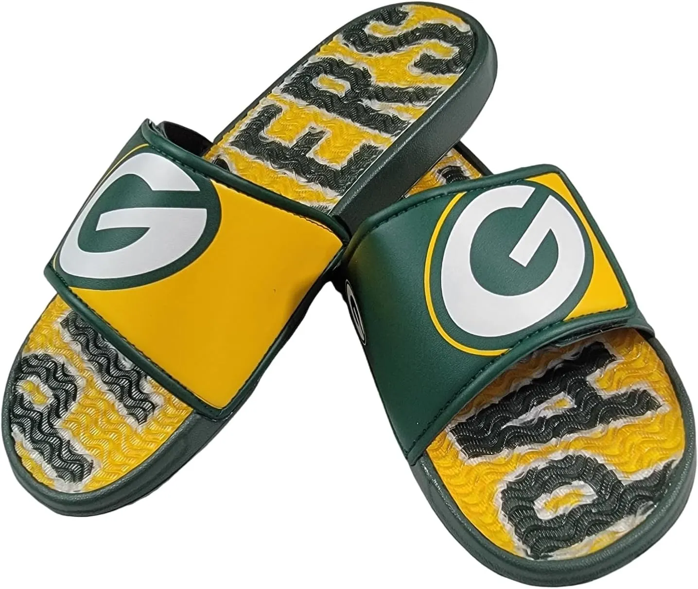 FOCO NFL Unisex Sport Shower Gel Slide Flip Flop Sandals Colorblock Big Logo