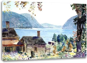 Frederick Childe Hassam Old Houses on the Hudson Art Prints Famous Paintings Reproductions giclee Canvas Prints Canvas Wall Art for Office Wall Decor 30x42cm Framed