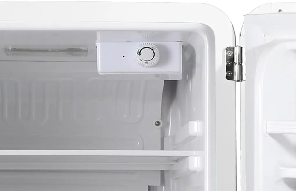 Frigidaire Retro Compact Refrigerator with Chiller, 3.2 cu ft Countertop Fridge, Built-In Bottle Opener, Rounded Corners, Premium, for Office, Bedroom, Dorm Room, Cabin, 18.5D x 20W x 31.5H (White)