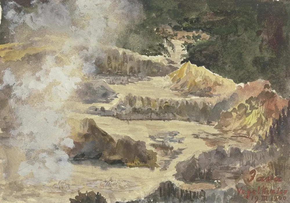 Fritz Hauck 24x18 Gallery Wrapped Canvas Museum Art Print Titled: Bird Crater on Java (1900)