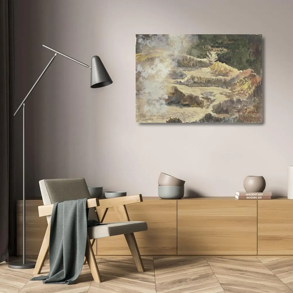 Fritz Hauck 24x18 Gallery Wrapped Canvas Museum Art Print Titled: Bird Crater on Java (1900)