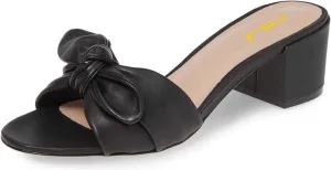 FSJ Women Cute Bowknot Open Toe Block Low Heel Slide Sandals Casual Summer Slippers Shoes Size 4-15 US