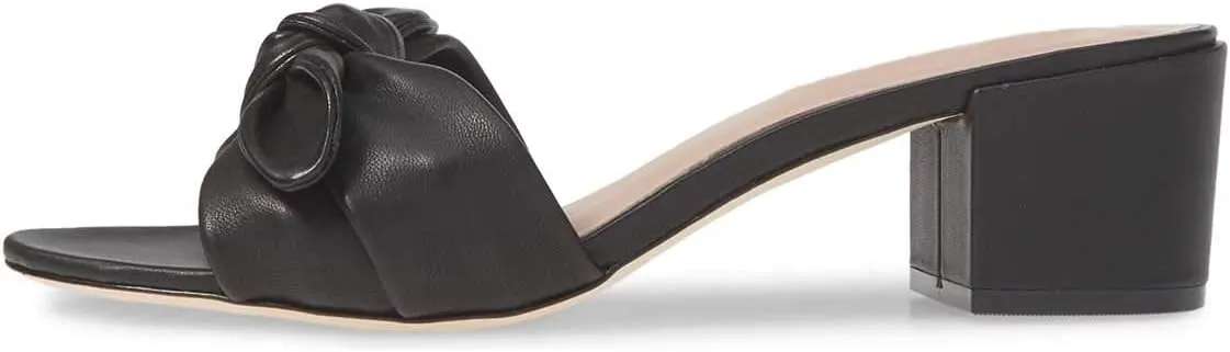 FSJ Women Cute Bowknot Open Toe Block Low Heel Slide Sandals Casual Summer Slippers Shoes Size 4-15 US